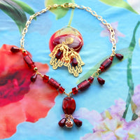 Fruits of Our Labour Beaded Gold Ruby Pomegranate Necklace
