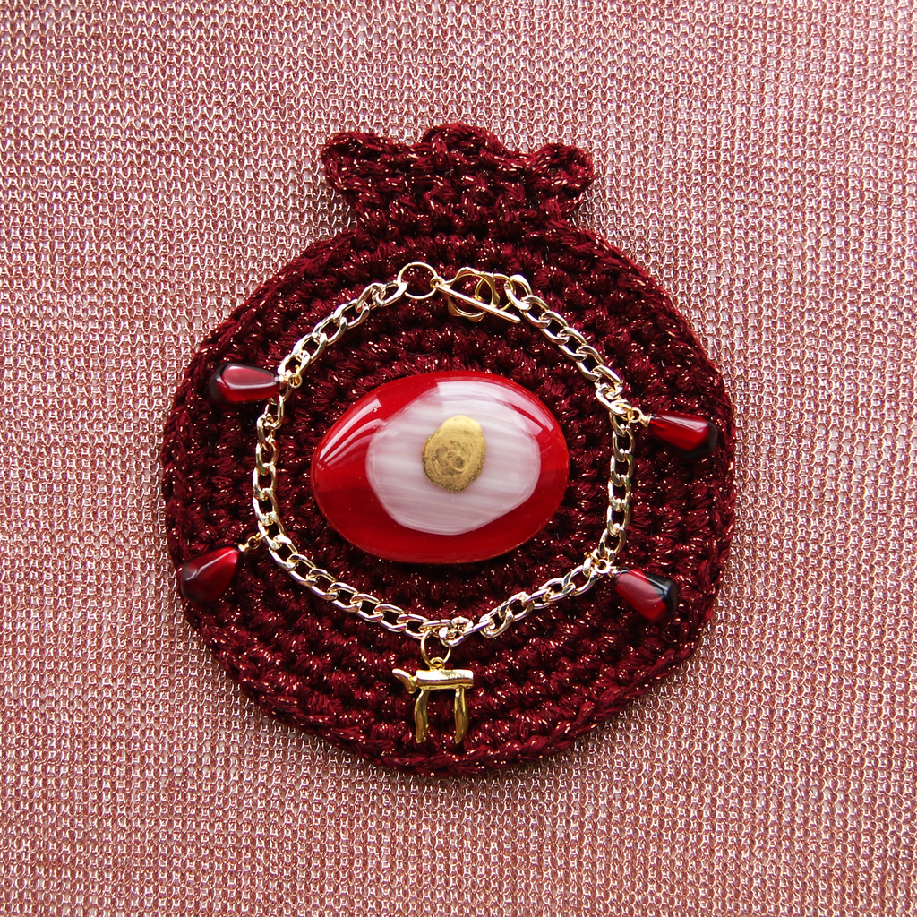 Chai Pomegranate Gold Charm Bracelet