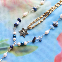 Brass and Gold Chai Magen David Necklace