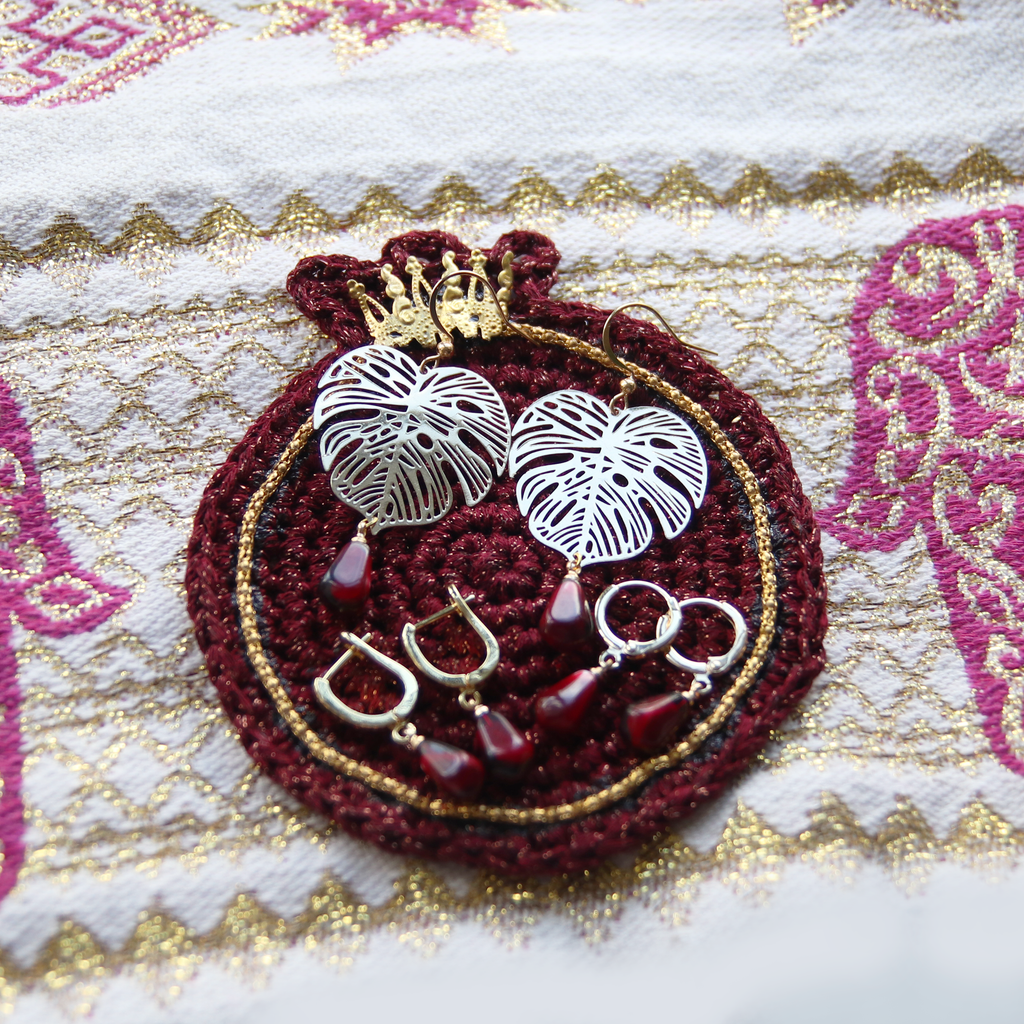 Pom Leaf Earrings