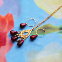 Filigree Fig Pom Seed Drop Necklace