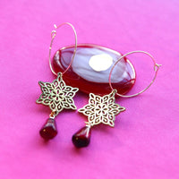 Gold Filigree and Pomegranate Seed Magen David Earrings