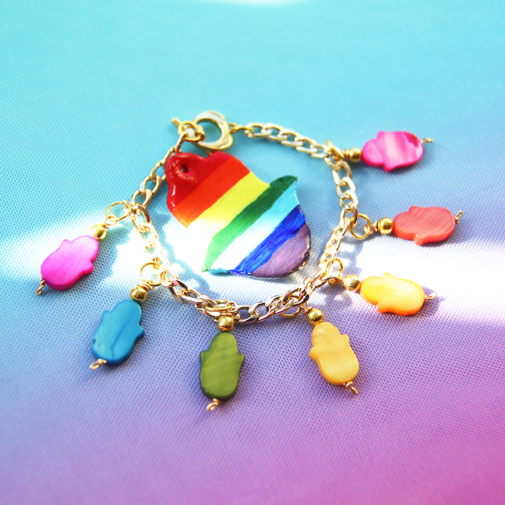 Pride Rainbow Hamsa Charm Bracelet