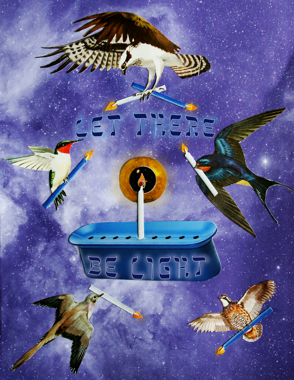Let There Be Light Chanukah Collage Art Print and Greeting Card