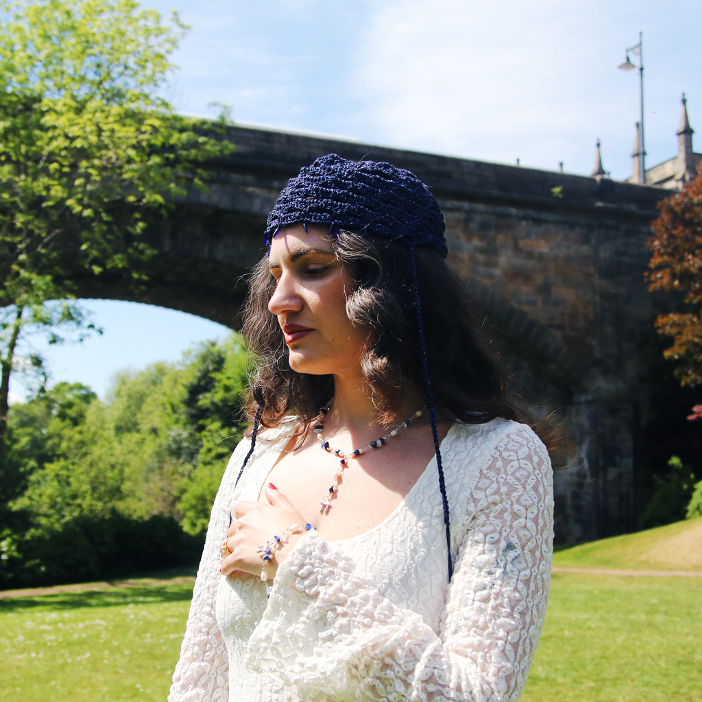 Silver Chai Beaded Gemstone Statement Necklace