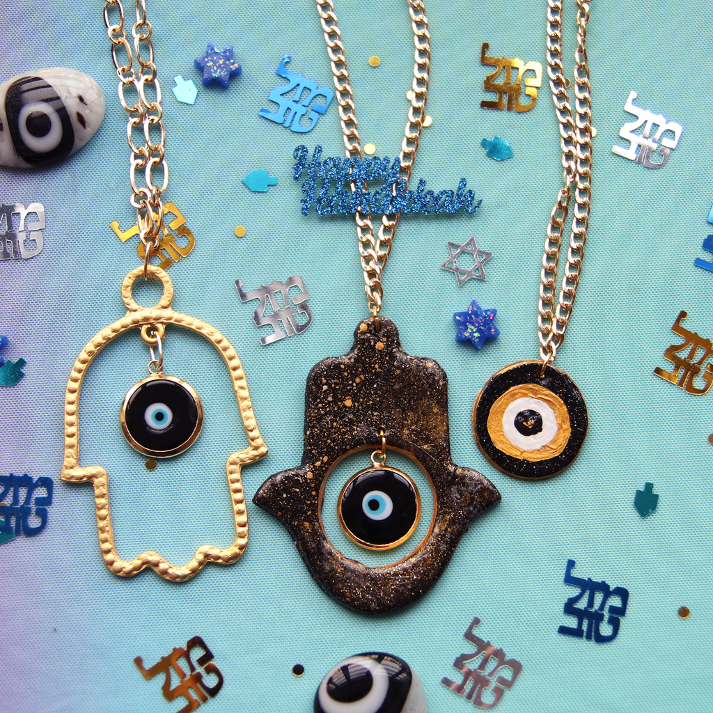 Starry Night Statement Hamsa Necklace