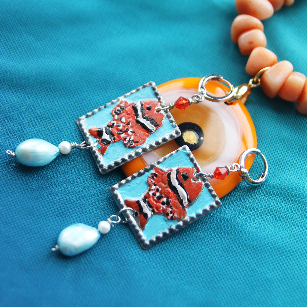Regal Medieval Tropical Clownfish Earrings