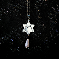 White Marble Magen David with Monochrome Pearl