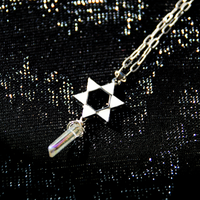 Silver and Shimmering White Magen David with Polished Quartz Point