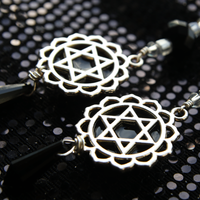 Lunar Eclipse Agate and Crystal Magen David Earrings