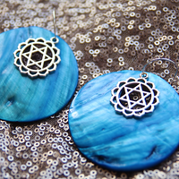 Cosmic Kinneret Silver Carved Shell Earrings
