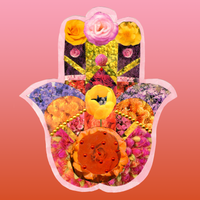 Floral Hamsa (with little friend for extra protection) Print