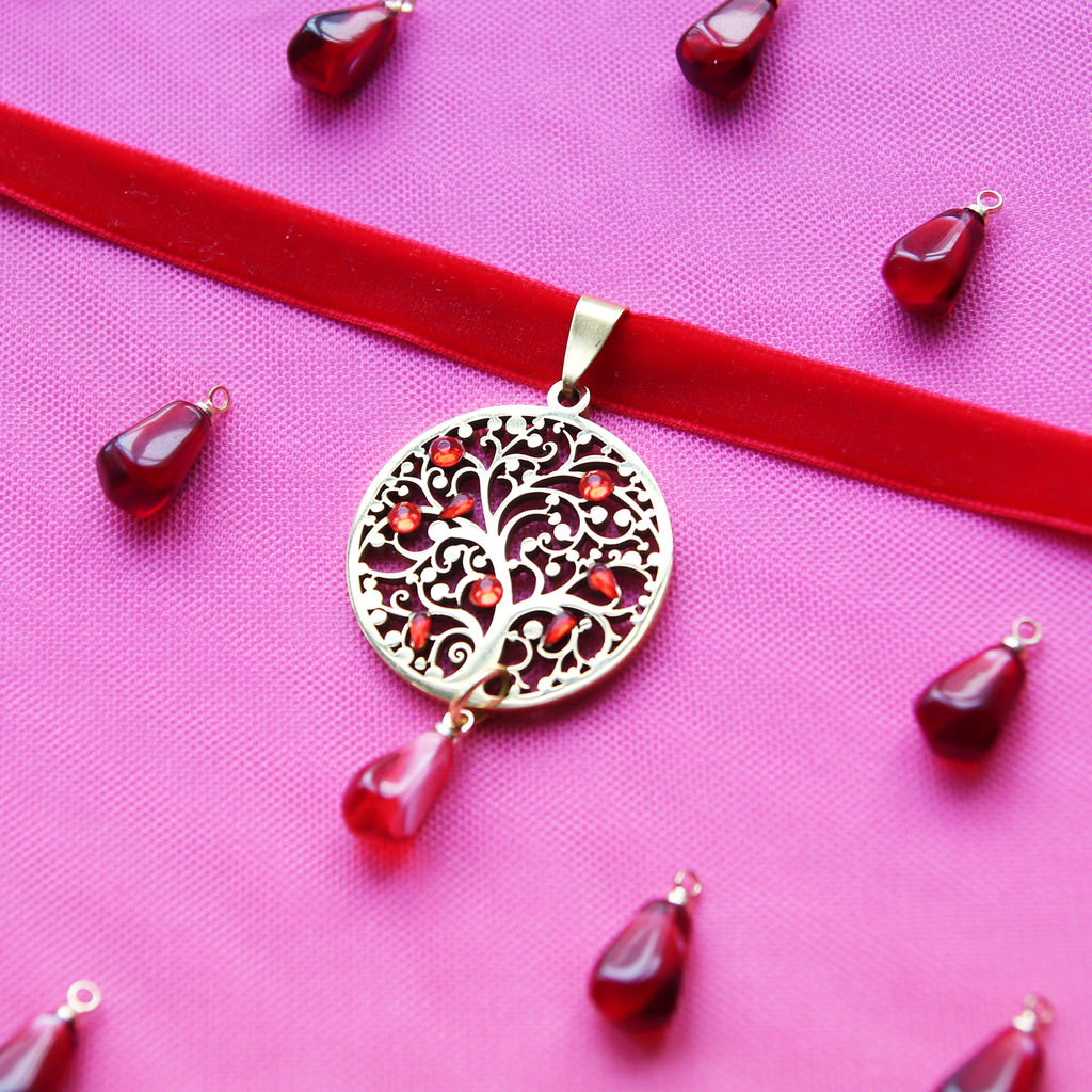 Abundance Tree of Life Gold Pomegranate Necklace