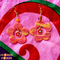 Groovy is in the Ayin of the Beholder Red Floral Ayin Earrings