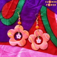 Groovy is in the Ayin of the Beholder Pink Floral Ayin Earrings