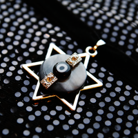 Black and Crystal Serpent's Industrial Ayin Magen David Necklace