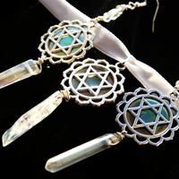 Opal and Ice Floral Magen David Earrings