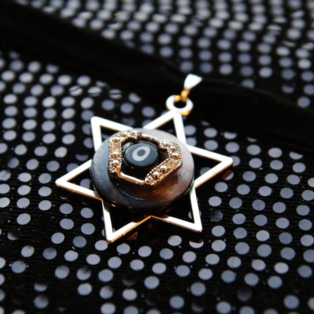 Industrial Ayin of the Crystal Storm Magen David Necklace