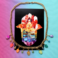 Pride Rainbow Gemstone Hamsa Print